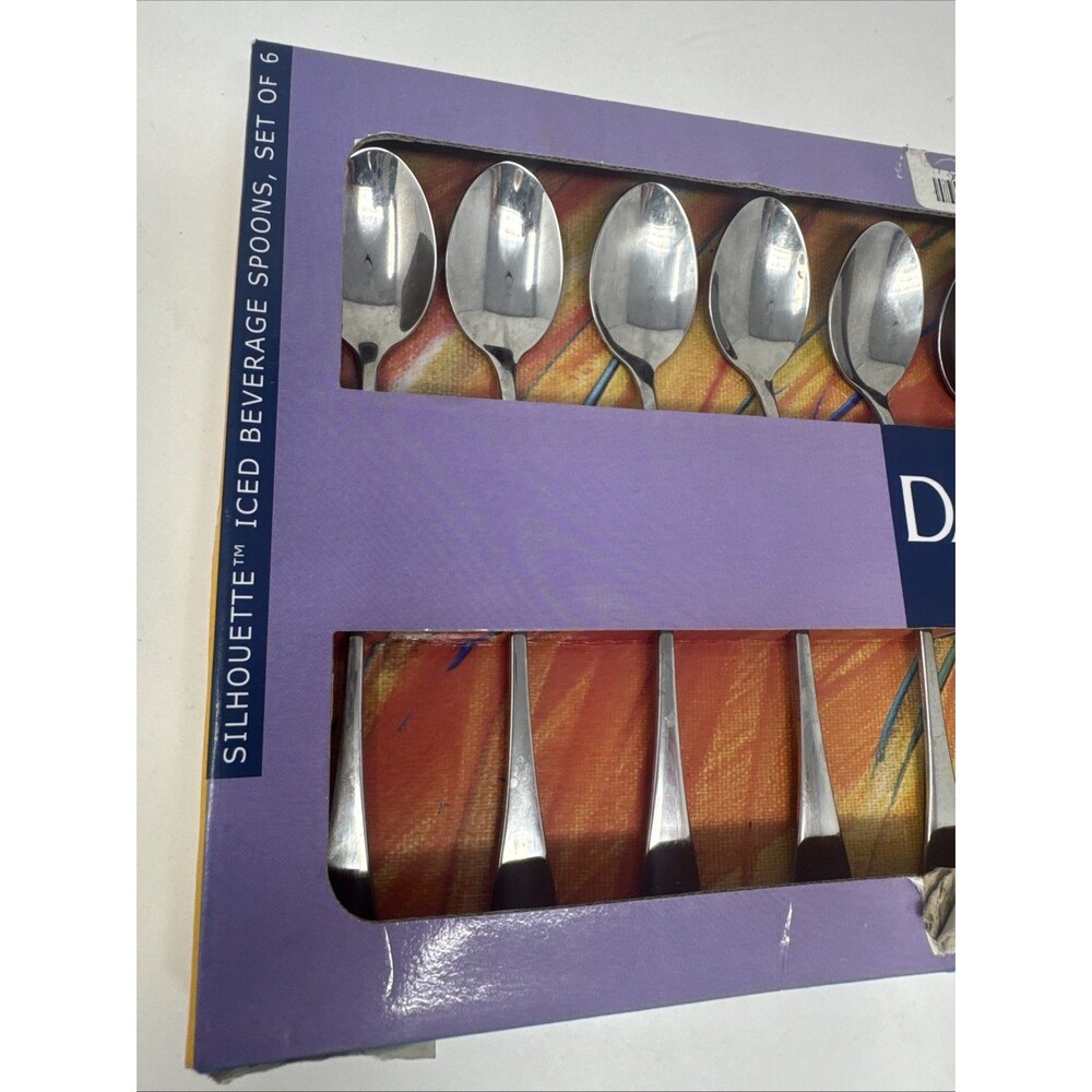 Dansk Silhoutte Iced Tea Ice Beverage Spoons Stainless Steel Flatware Set of 6 - Picture 2 of 7